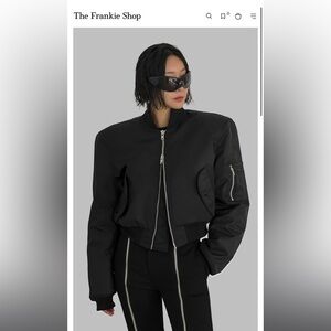 The Frankie Shop Mati Cropped Padded Bomber Jacket in Black